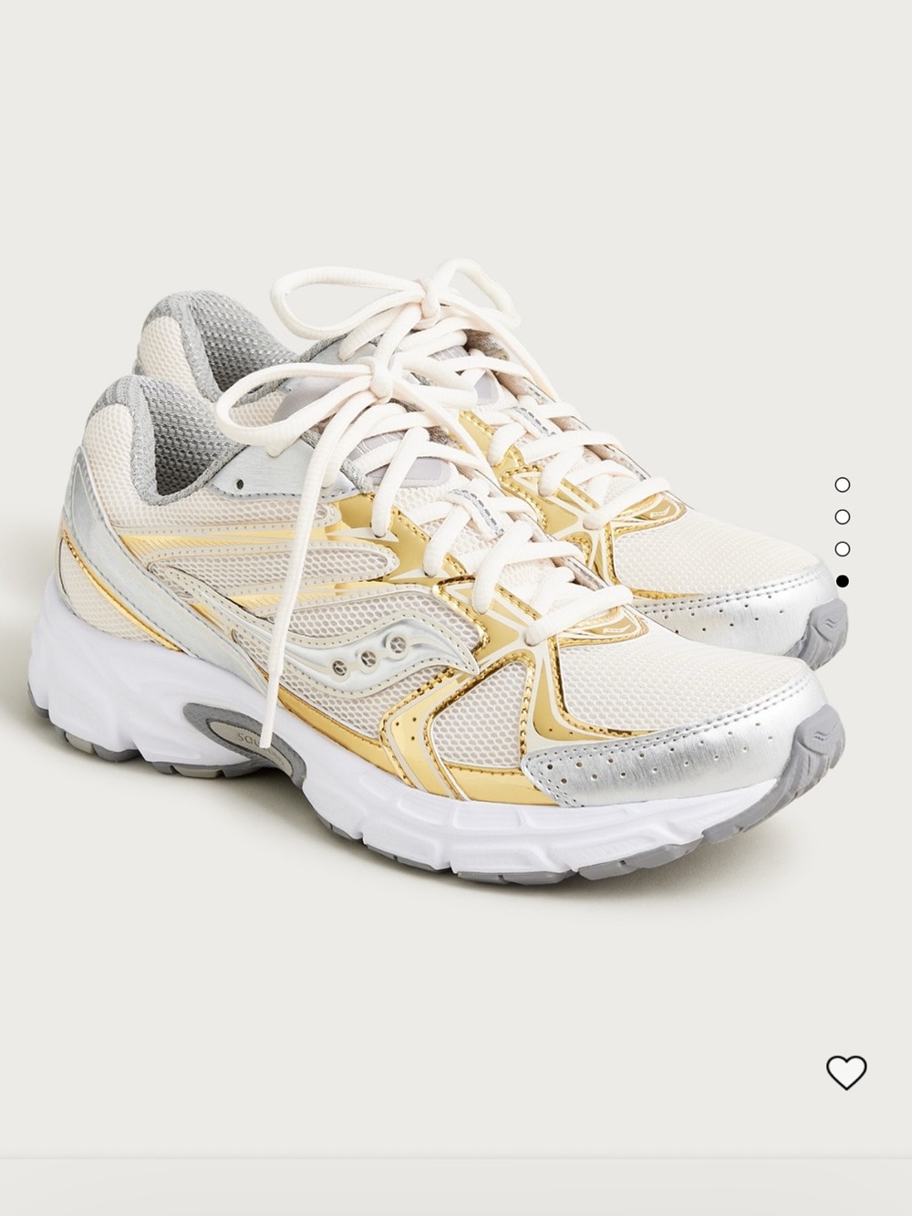 Saucony x J.Crew Collab Silver and Gold Ride Millennium Sneakers